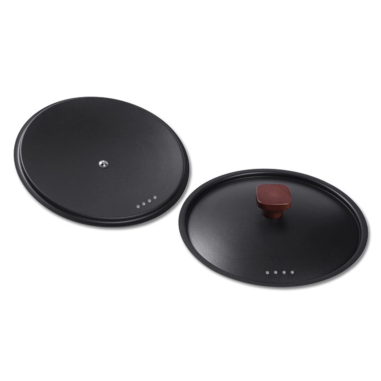 Coperchi per pentole Coperchio per pentola in Ferro Nero con Manico in Legno Coperchio Universale Ispessito con più Fori per Il Vapore Coperchio per pentole, padelle e Te,Nero 32cm
