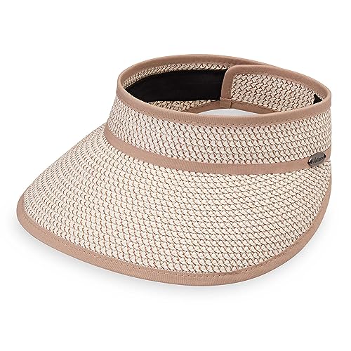 Wallaroo Hat Company Womens Charlie Sun Visor Wide Brim Packable Design and Adjustable Sizing for Medium Crown Sizes Versatile Style for Beach Sports and Casual Summer Looks (Ivory/Taupe)