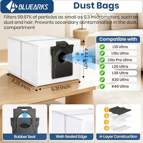 Image of 26Pcs X50 Ultra Accessories Kit fot L50 Ultra /Matrix10 ultra /L40s Pro Ultra /Mova V50 Ultra Replacement Parts,2 Main Brush 4Hepa Filters 6Side Brush 6Vacuum Bags 6Mop Pads