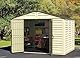 Duramax WoodBridge Plus 10 x 8 (7.64 m²) Kunststoff gerätehaus mit 1 festen Fenster und Metallfundamentset, wartungsfreie, robuste & Dachstruktur aus Metall Gerätehaus - Ivory/Brown, Beige & Braun