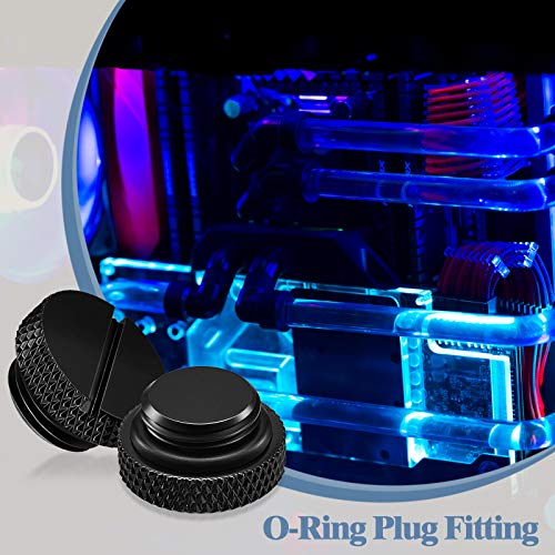 Image of Hotop 10 Pcs Black Water Cooling Plug Fittings with O Ring, G1 /4 Thread