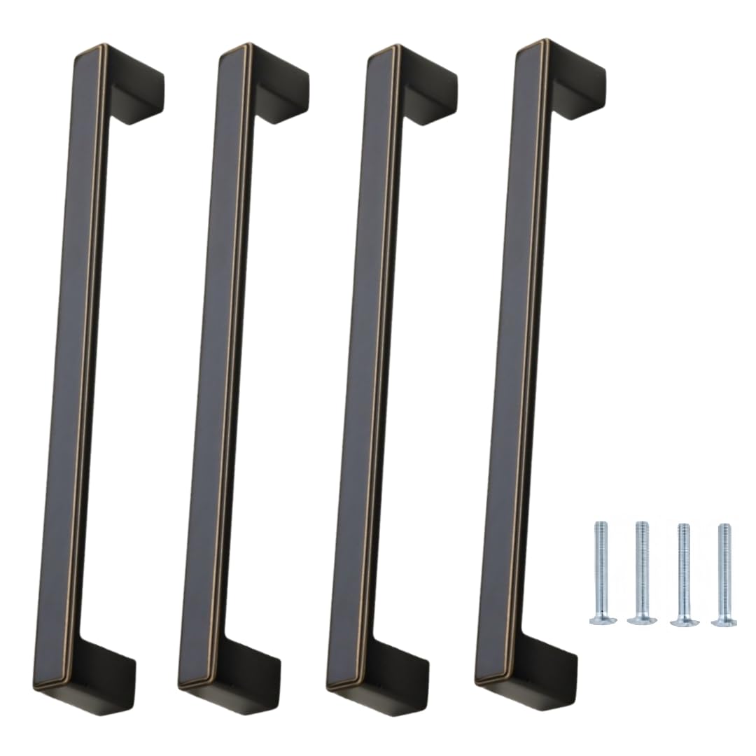 NLQCSXWEP Zinc Alloy Cabinet Bow Handle, Zinc Alloy Cabinet Wardrobe Door Drawer Handle Black Pack of 4(B-192mm Black)