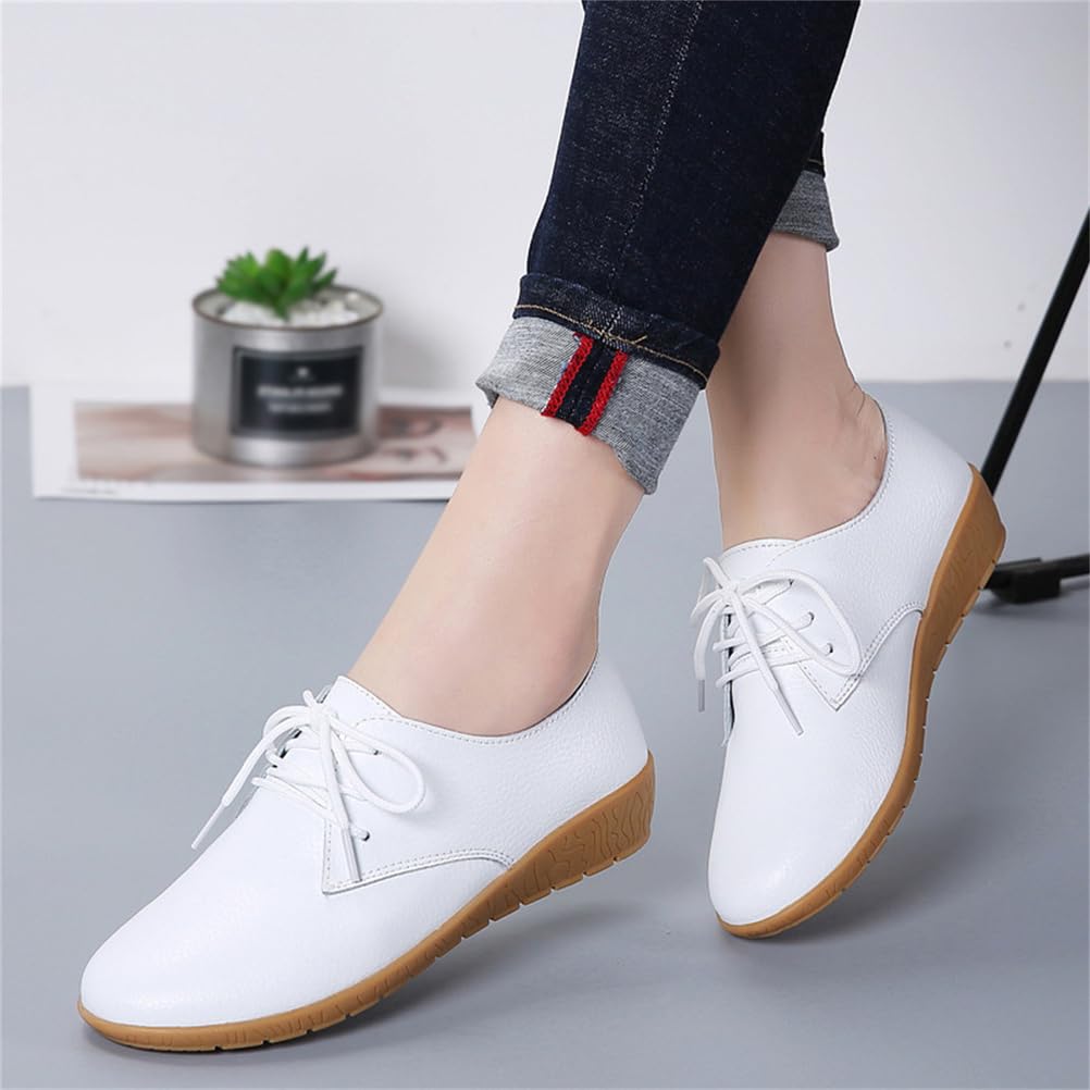 Zapatos Oxford De Cuña para Mujer De Cuero con Cordones para Oficina Trabajo Punta Lisa Informales De Negocios