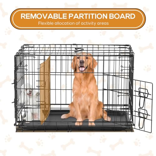 Dog Crate - Medium 36 Inch Double Door Portable Dog Cage, Metal Wire Pet Kennel with Secure Lock, Leak-Proof Pan Tray, Foldable Design for Dogs Pets Indoor Training and Outdoor Trave - Image 5