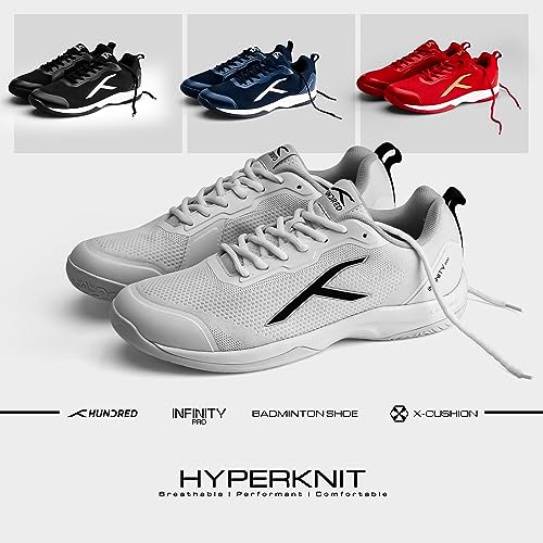 Image of Hundred Infinity Pro Badminton Shoes (Non Marking) | Also Perfect for Squash, Table Tennis, Volleyball, Basketball & Indoor Sports | Lightweight & Durable | X-Cushion