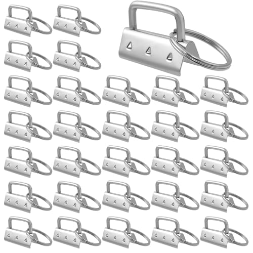 Hevysuo 30 Piezas Llavero Hardware de Muñeca,32mm Hardware de Llavero Metal Clips para Confeccionar Carteras de Tela de Cordón de Bricolaje,Pulseras(Plata)
