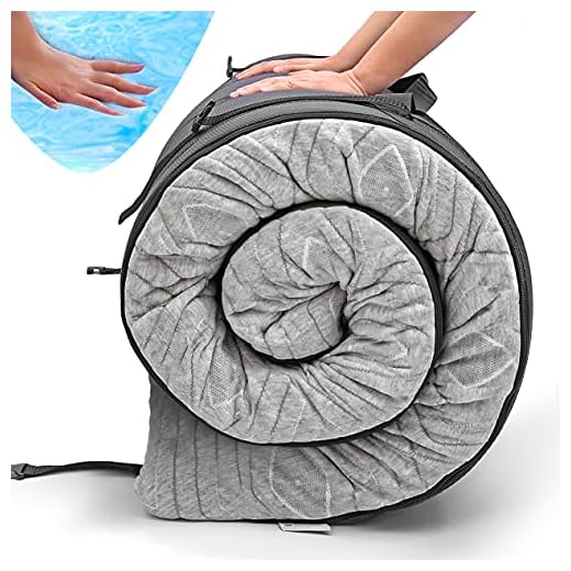 Roll Up Travel Mattress, CertiPUR-US 3” Cooling Gel Infused Memory Foam Sleeping Pad, Portable Foldable Floor Mat for Camping, Car & Bed Topper w/Waterproof Cover, Carry Bag | Kids, Cot, Single, Twin