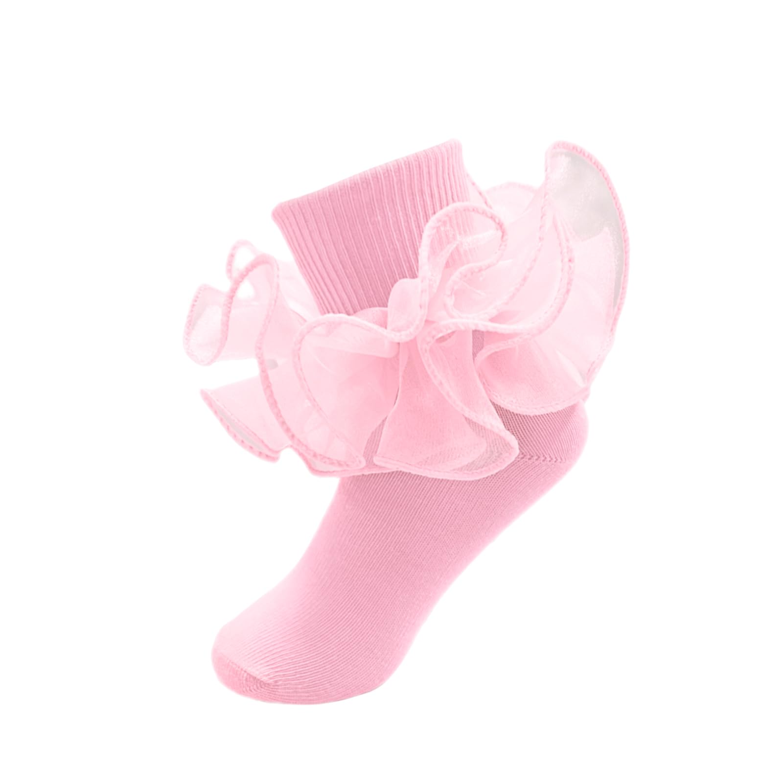 MKYSZLT Girls Ruffle Socks Toddler Girl Frilly Dress Socks Double Lace Big Ruffles Fold Over Church Fancy Sock for Baby Kids