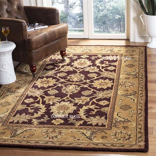 Image of 8x10 Ft Large Wool Rug - Handcrafted Traditional Tufted Carpet for Modern Living Spaces