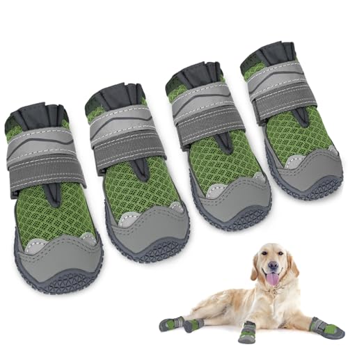 SlowTon Protección de Las Patas de los Zapatos de Perro, Zapatos de Perro Antideslizantes e Impermeables, Suela de Goma Reflectante, Botas de Perro de Nieve de Invierno para Mascotas
