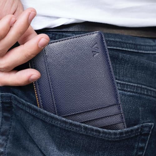 Image of Valentoria Slim RFID Blocking Card Holder Small Pocket Wallet Keychian Zipper Coin Purse Mini Cash & Coin & Cards Case for Women Men, Royalblue, s, Slim Rfid Blocking Card Holder Small Pocket Wallet