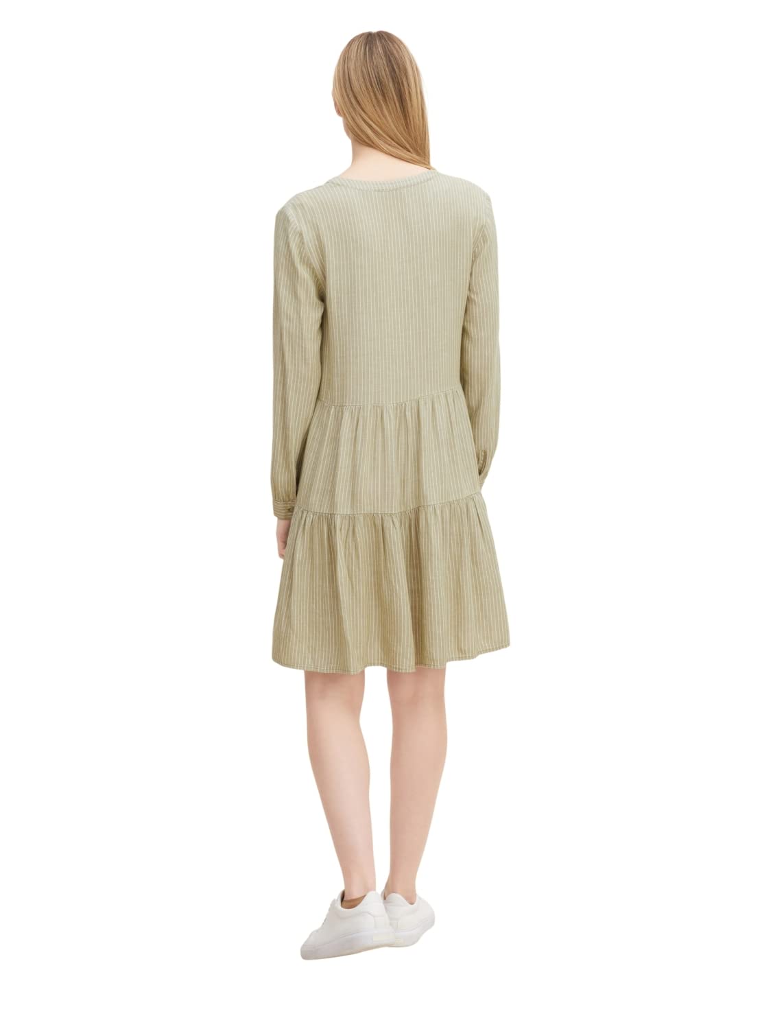TOM TAILOR 1030990 Vestido de Lino con Rayas Mujer (Pack de 1)