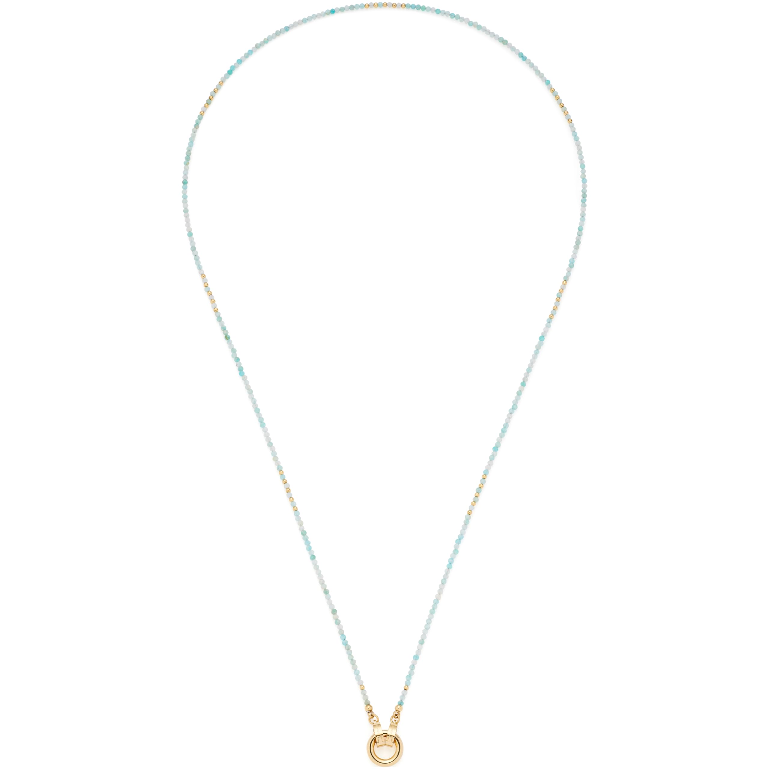 JEWELS BY LEONARDO Halskette Clip & Mix Pippa • zarte Kette aus goldfarbenem Edelstahl • natürliche Amazonit-Perlen • Ring zum Anhängen von Charms • 70 cm Länge • Geschenk Damen • 023748