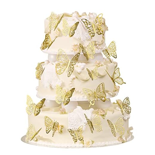 OSDUE Decoración para Tartas 48 Piezas Adornos para Tartas de Mariposa Toppers de Mariposas para Tartas, Mariposas Decorativas para Tartas de Cumpleaños y Fiesta de San Valentín