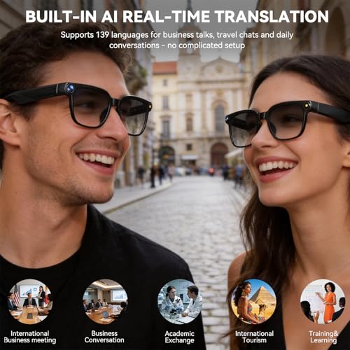 Image of AI Smart Glasses with Camera,8MP Camera Glasses,1080P Anti-Shake Video Recording Glasses, Real Time Translation,AI Voice Assistant,Object Recognition,Bluetooth Sunglasses for Men Women (Photochromic)