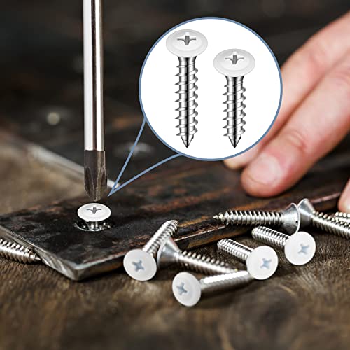 Tornillos para madera blancos #8 paquete 120 piezas miniatura 6