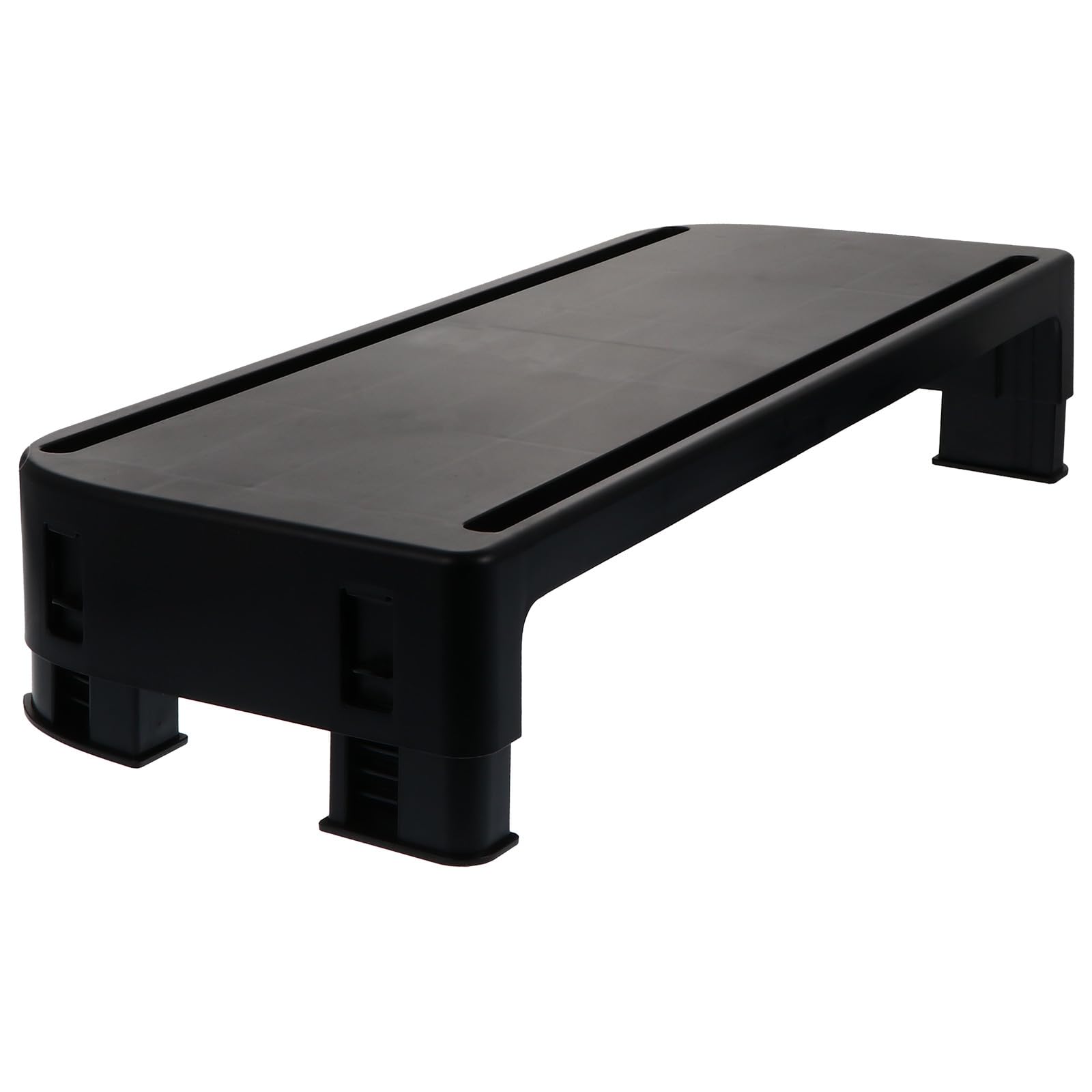 Supporto per Monitor Regolabile da Scrivania Porta Tablet e Portaoggetti Antiscivolo, Rialzo Ergonomico per Computer per Ufficio e Smart Working, Struttura Resistente Nera