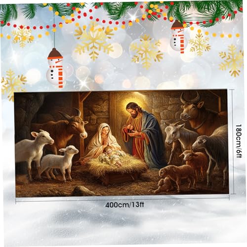 Couverture de porte de garage Noël chrétien 13x6FT crèche extérieure