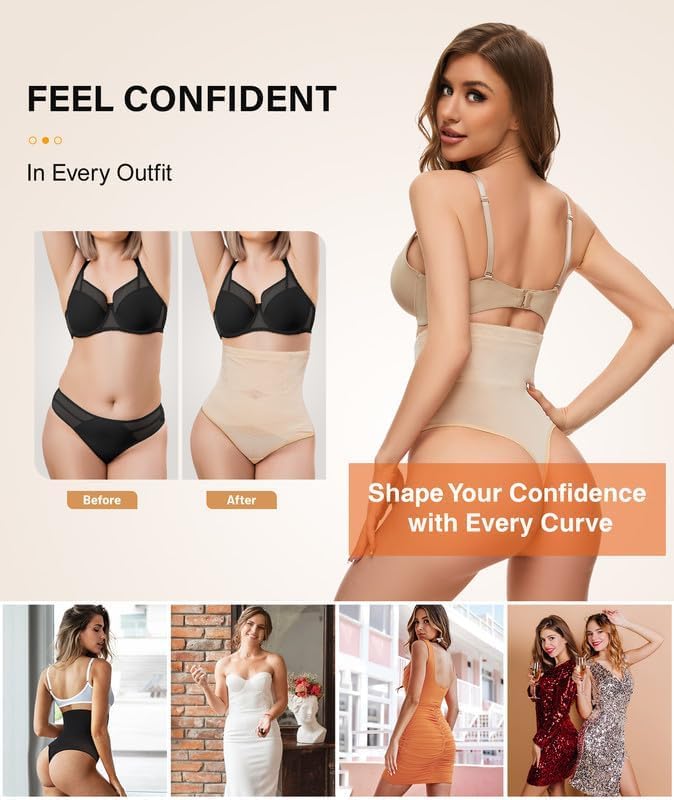 SIMIYA Thong Shapewear Tummy Control for Women High Waist Stay-Put Body Shaper Girdle Compression Stomach Shapewear Thong - Image 5