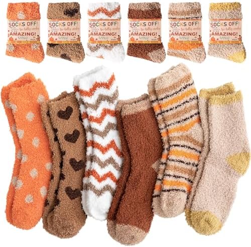 Geyoga 6 Pairs Valentine's Day Fuzzy Socks Gifts for Women Galent...