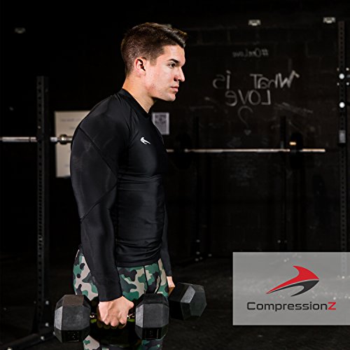 CompressionZ Mens Quick Dry Compression Long Sleeve Shirt - M, Black
