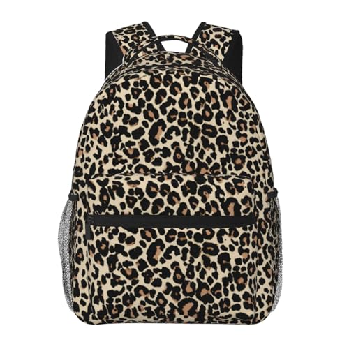 Leopard Cheetah Print Retro 70s Brown Women's Backpack - 11.4 x 7.8 x 15.7 Inches