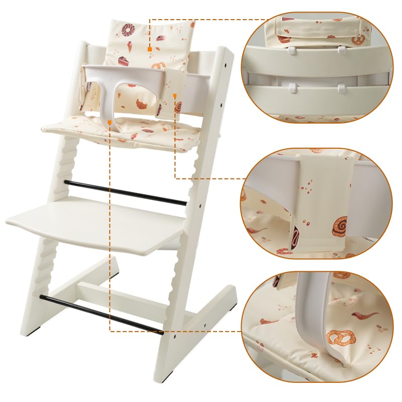 Image of Baby Cushion Set Soft and Comfort High Chair Cushion for Infant, Toddler High Chair Accessories Easy to Clean and Install, Dessert White