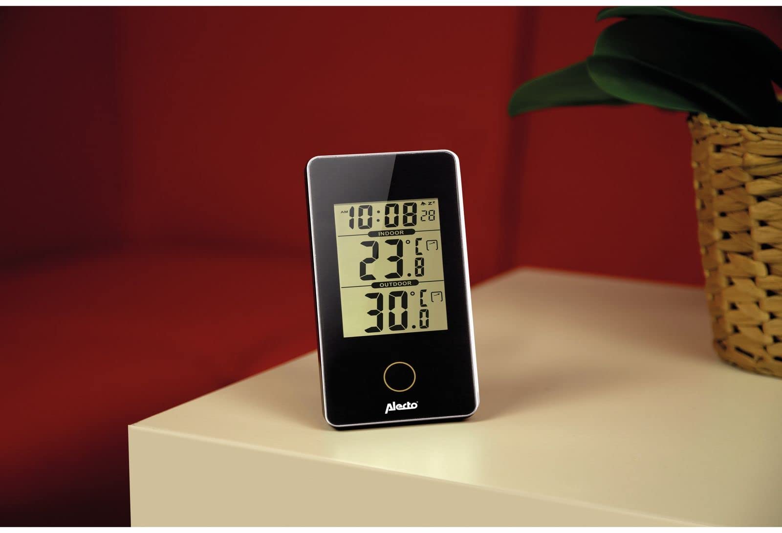 Alecto WS-150 Digitales Innen-Außen-Thermometer - Speichert Höchst- und Tiefstwerte - Datum und Uhrzeit - Wecker mit Schlummerfunktion - schwarz