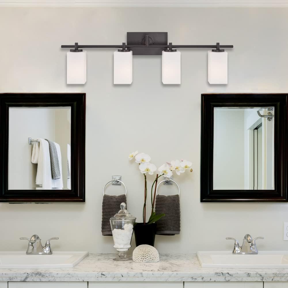 Designers Fountain Dakota 4-Light Bathroom Vanity Light Fixture, Biscayne Bronze, 6734-BBR