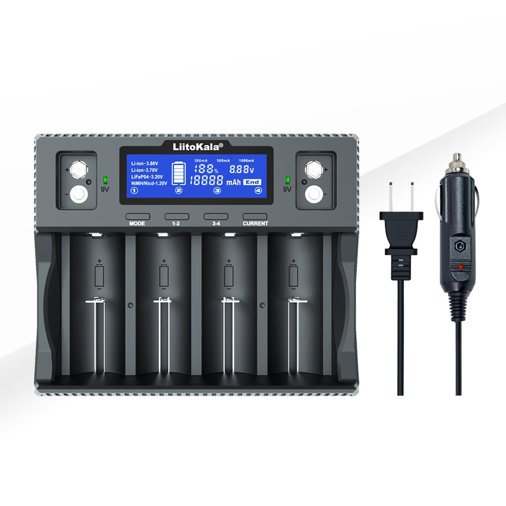 LiitoKala Lii-D4XL 18650 Battery Charger 4+2 Bay Smart Universal Charger LCD Display for 26650 21700 32700 D SC AA AAA Touch Button LCD Display Test The Battery Capacity