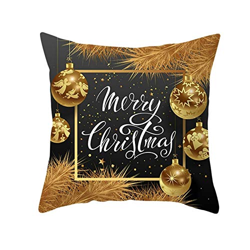 Bishilin Kissenbezüge 40x40CM Waschbar, Kissenbezug Leinen Weihnachtskugeln Merry Christmas Kissenbezüge Weihnachten Modern für Sofakissen Wohnzimmer