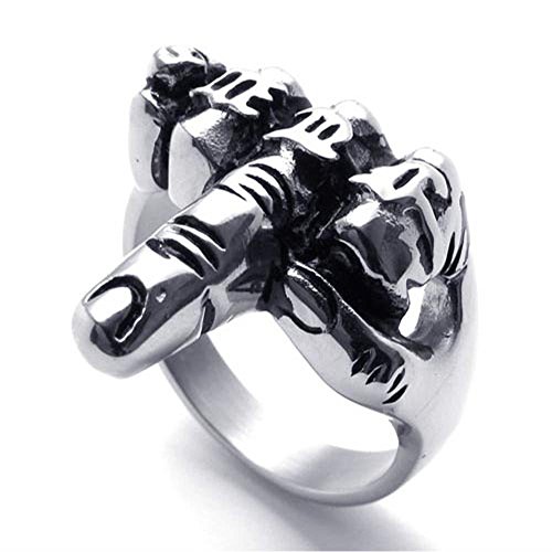 enhong Mens Stainless Steel Biker Rings Middle Finger Hip Hop Punk Ring for Men Size 11