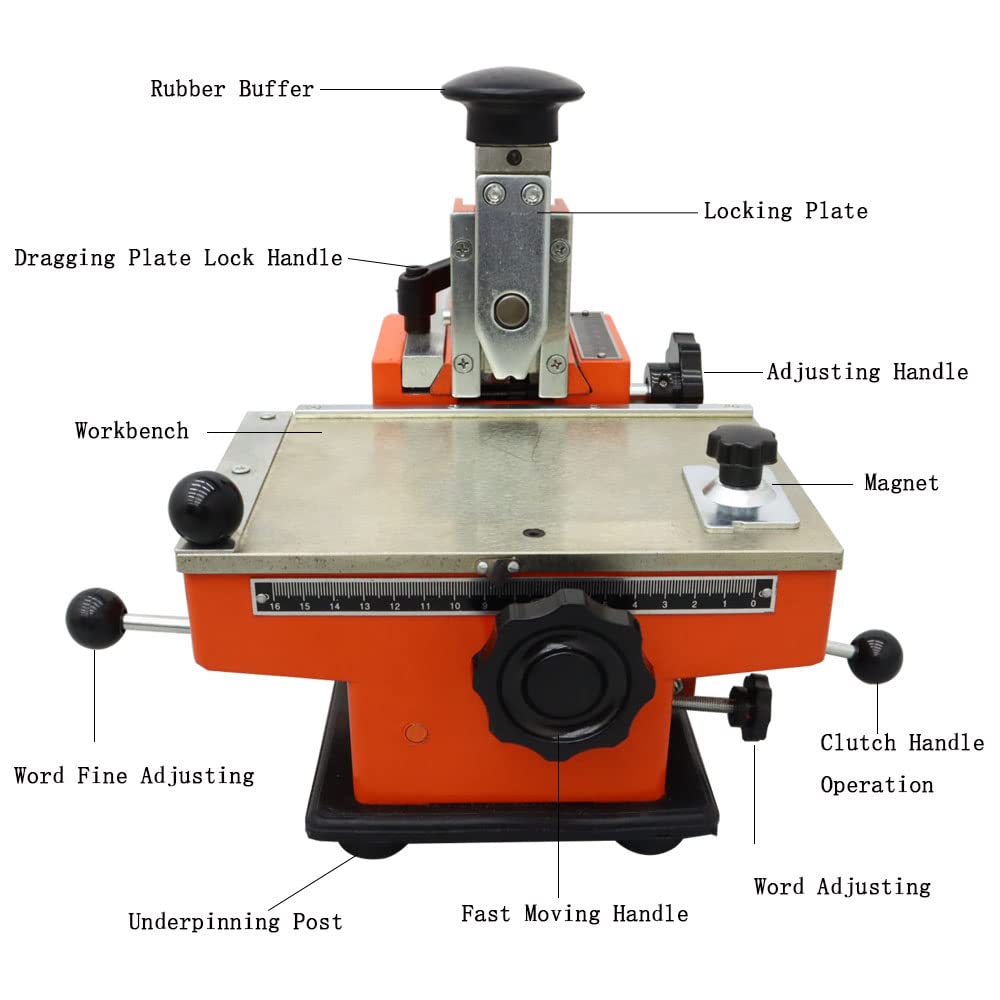 INTBUYING 4mm Metal Stamping Printer Marking Machine Label Semi-Automatic Sheet Embosser