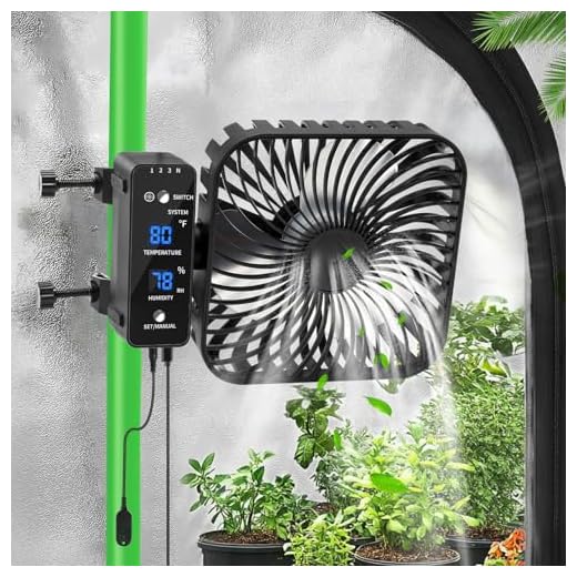 DAOTAILI Grow Tent Fan 6”, LCD Display with Sensor, Adjustable Temp & Humidity Control, 4-Speed, 90° Oscillating Fan, Strong Airflow for Indoor Growing, Mushroom Box, Desk Use