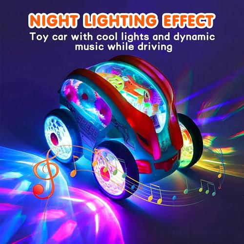 Image of Kidology 360 Rotating Stunt Car Toy with Music & LED Lights | Automatic Bump & Go Flip Race Car with Spinning Action | Battery Operated Sensory Vehicle Toy for Boys & Girls Ages 3+ Gift for Birthday