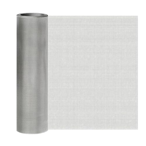 DTVEW Malla de Alambre Acero Inoxidable 304, Rollo Fino Metal 39x39 Pulgadas, Sin Óxido 5-500 Mesh Fácil Curar para Ventilación, Ventana, Filtros, Jaula(100 Mesh 180Micron)