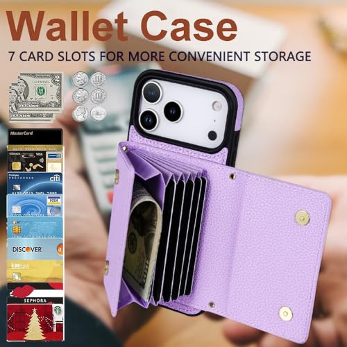 Étui en cuir synthétique iPhone 17 Pro violet aux finitions haute qualité