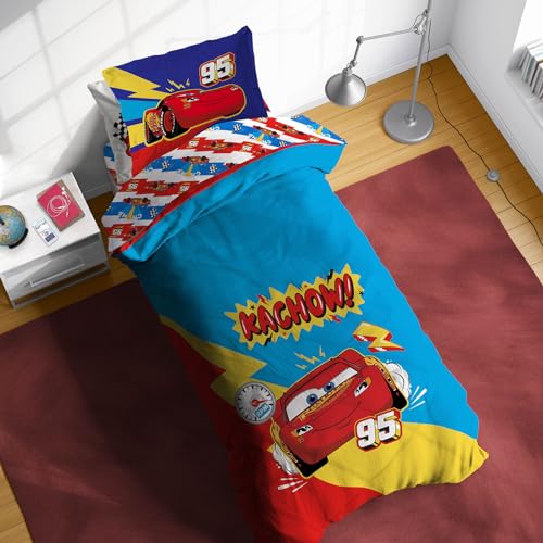 Sunny Side Up Disney Pixar Cars Lightning McQueen Twin Comforter Set - 5 Piece Kids Bedding Includes Comforter, Sheets & Pillow Cover - Super Soft Racecar Microfiber Bed Set