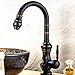 Bateria kuchenna Bateria kuchenna w kolorze antycznego mosiądzu/czarnym Bateria obrotowa 360 stopni Bateria zlewozmywakowa Bateria kuchenna Bateria próżnościowa Luksusowy kran z ciepłą i zimną wodą ，