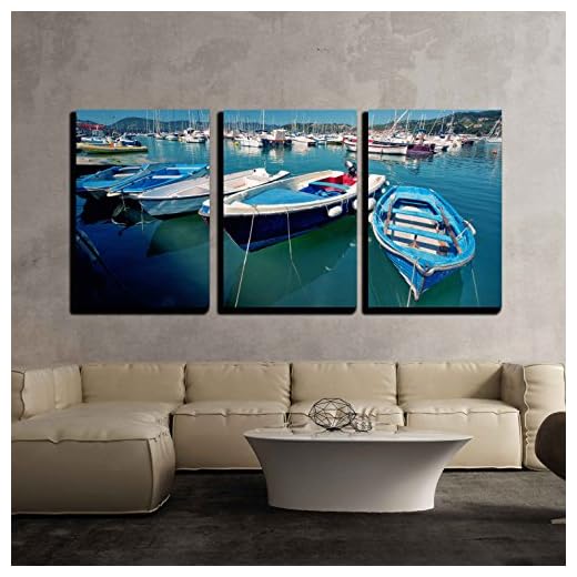 wall26 - 3 Piece Canvas Wall Art - Lerici, Cinque Terre, Liguria, Famous Holiday Place in Italy - Modern Home Decor Stretched and Framed Ready to Hang - 16"x24"x3 Panels