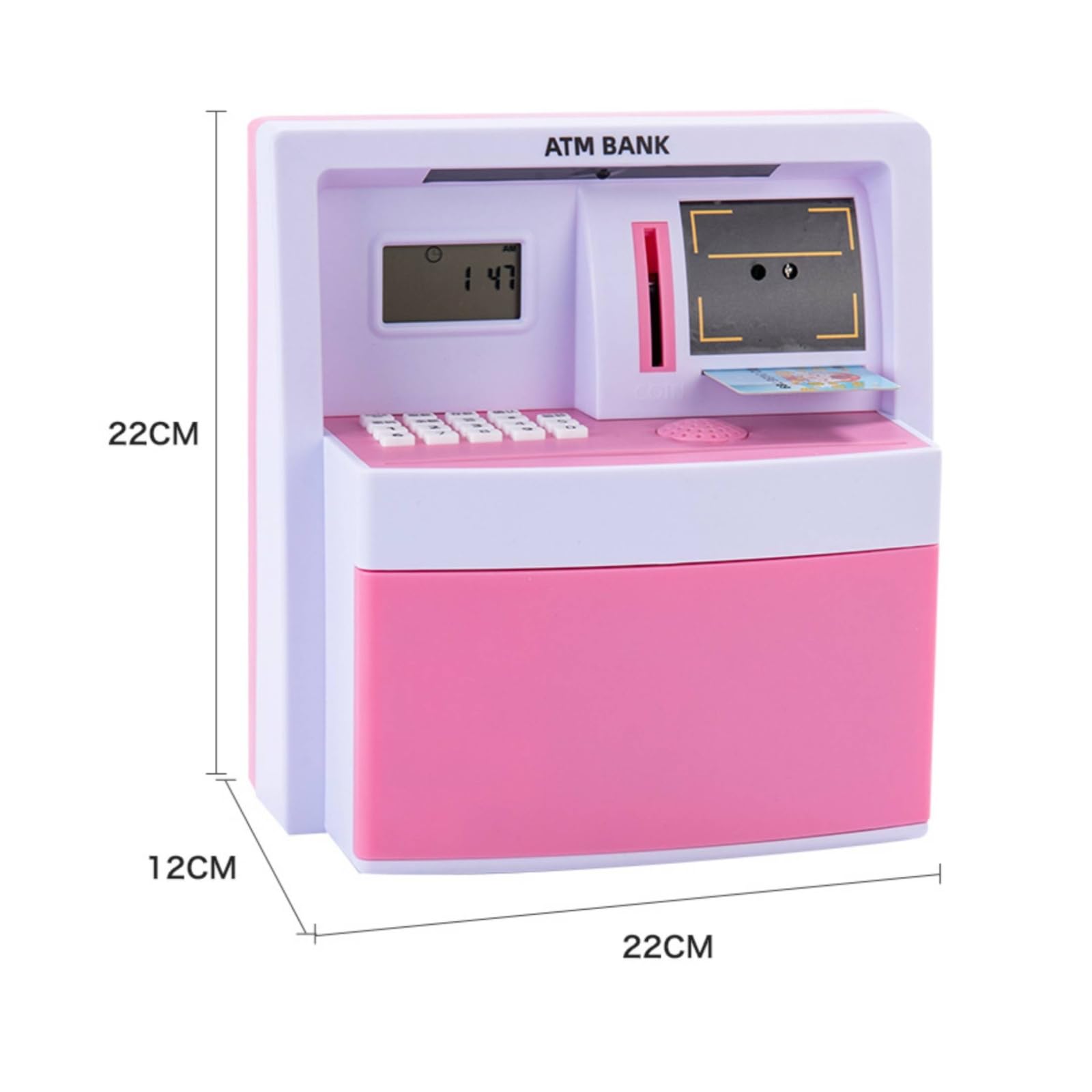 Colcolo Tirelire Électronique Enfant Machine Bancaire Jouet Coffre Épargne Boîte Monnaie Automatique avec Écran Réaliste Clavier, Bleu De Voiture X10 Modèle À Piles, Style Simple