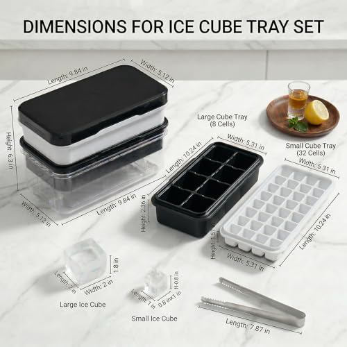 Bandeja para cubitos de hielo con tapa y pinzas, 40 cubos miniatura 6