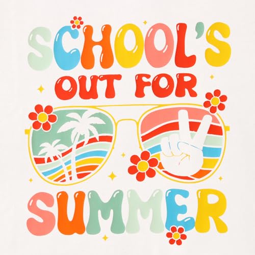 Image of Kids Girl School's Out for Summer Shirt Last Day of School T-Shirt Cute Summer Beach Short Sleeve Tee Tops