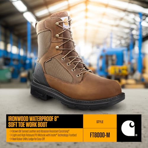 Carhartt Ironwood Waterproof Work Boots for Men - 8-inch, Reinforced Oil-Tanned Leather with Breathable Membrane, EH & Slip-Resistant Outsoles4