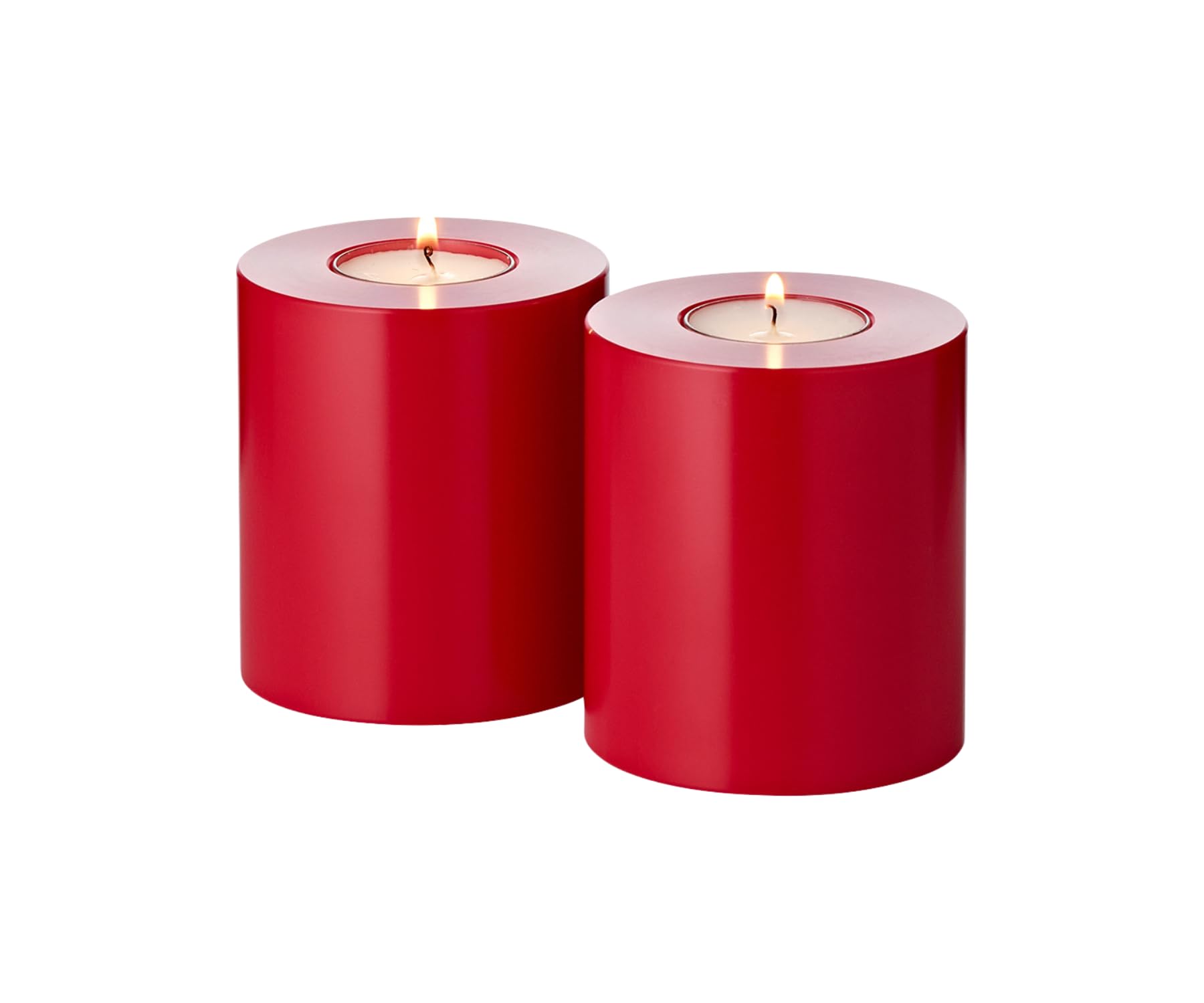 EDZARD 2er Set Teelichthalter Dauerkerze Cornelius rot (Höhe 9 cm, Durchmesser 8 cm) hitzebeständig bis 90 Grad