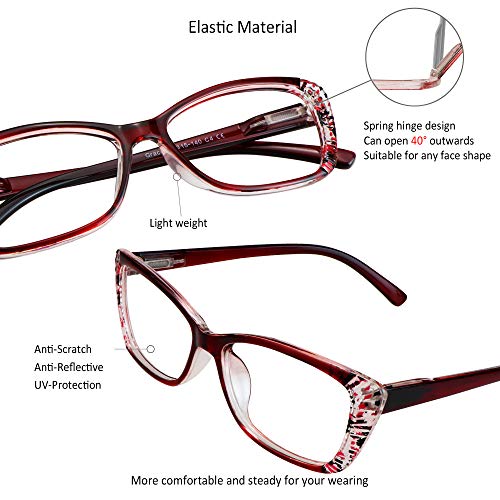 Image of VisionGlobal 5 Pairs Reading Glasses with Spring Hinge, Blue Light Blocking Glasses for Women /Men