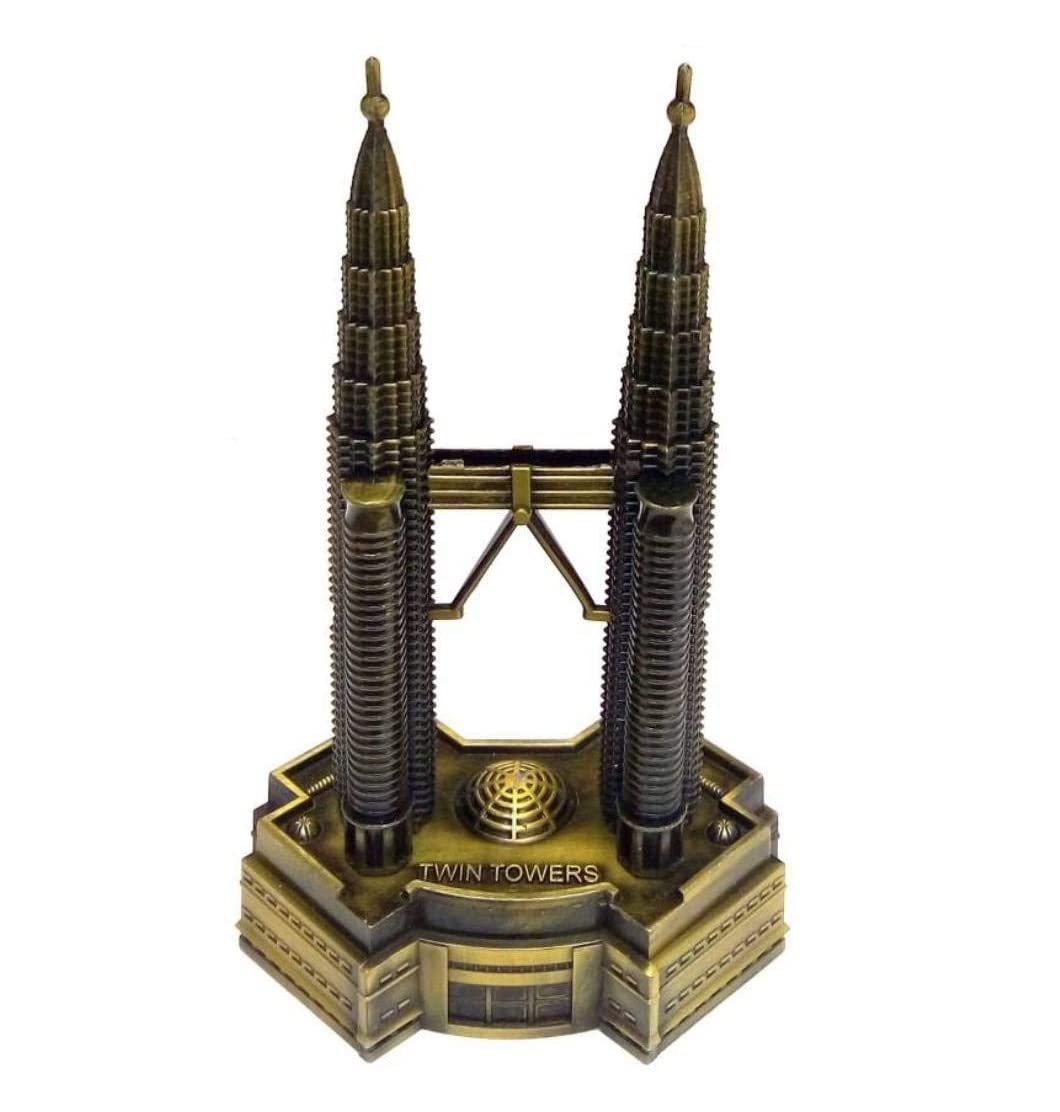 AUGEN Antique Finish TwinTower17.5cm Souvenir Metal Miniature Statue (7506L)
