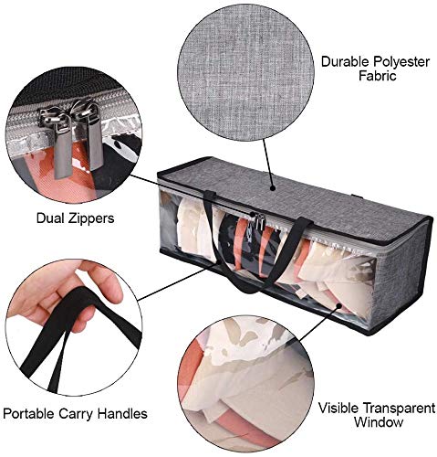 2 Packs Hat Storage,Baseball Cap Organizer, Hat Bag for Travel,Cap Holder,Hat Case with Carry Handles and Dual Zipper,Holds Up to 19 Hats,Portable/Visible/Dust Proof Design(Gray) - Thumbnail 4