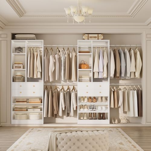 Amazon.com: Besiost Closet System, Up to 134"/11.2 FT Closet Organizer ...
