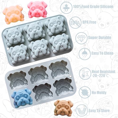 Molde de hielo 3D Bulldog francés de silicona miniatura 3